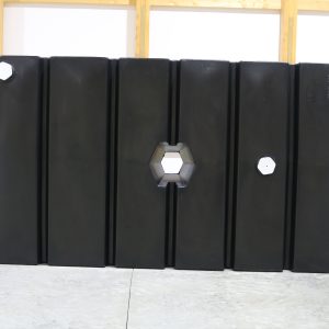 200 gallon black RV holding tank front view with center connection opening